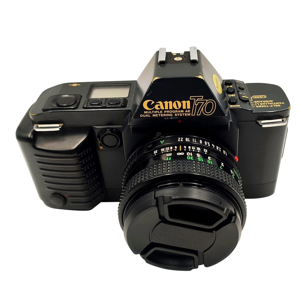 Appareil photo argentique reflex Canon T70 + 50mm f1.8 FDn Noir Reconditionne Appareil photo