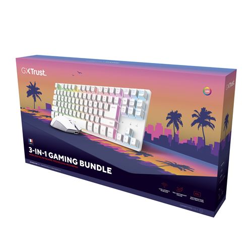 Trust Clavier gaming 3 en 1 sans fil + souris - Miami Gris - vue 2