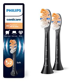Brossettes dentaires Philips Sonicare HX9092/88 Lot de 2 Têtes de brosse à dents standard Noir