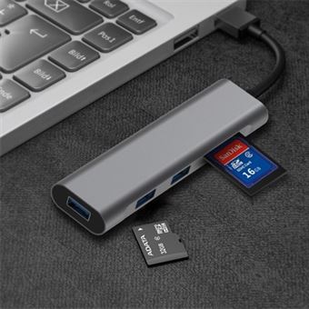 Hub USB-C 5en1 avec 3 ports USB 3.0 et un lecteur de cartes SD et TF -   - la boutique de vos envies