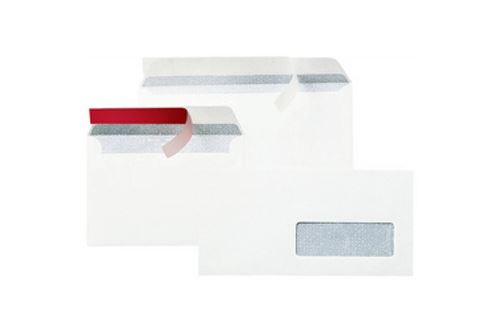 Enveloppes 110x220 GPV - fen&ecirc;tre 35x100 - blanches - auto-adh&eacute;sives - 90g - bo&icirc;te de 500