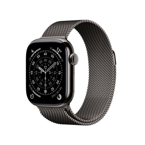 Apple Watch Series 11 GPS + Cellular 42mm Boitier en Titane Ardoise avec Bracelet Milanais Noir