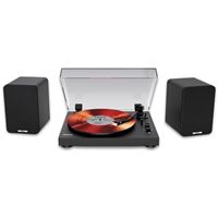 Mixx Platenspeler Analog System 5 Vinyl Record Player Zwart + Draadloze luidsprekers Zwart