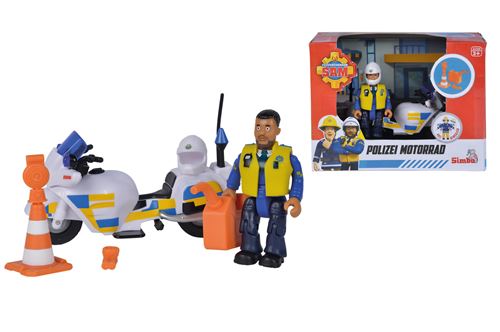 Simba Moto De Police Et 1 Figurine Policier Sam Le Pompier