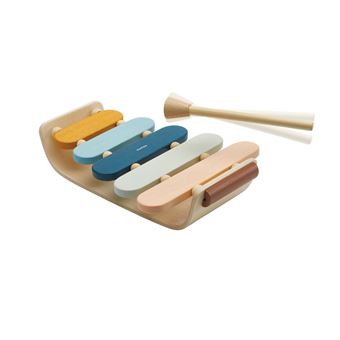 PlanToys Xylophone Ovale En Bois Pour Enfants Dès 1 An - Jouet Musical Avec 5 Lames Colorées Et Maillet