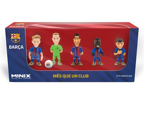 Minix - Football Stars - Figurines PVC 7 cm - Pack de 5 FC Barcelone - De Jong - Ter Stegen - Ansu Fati - Lewandowski - Pedri