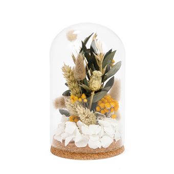 Cloche de fleurs séchées Jaune