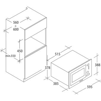 VOL CAVITE : 25 L - COMMANDES: MOLETTE - PUISSANCE : 900 - GRILL (W) : 1000 - INOX