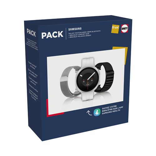 Pack Galaxy Watch9 40 mm Bluetooth Crème + Bracelet Milanais + Bracelet confort