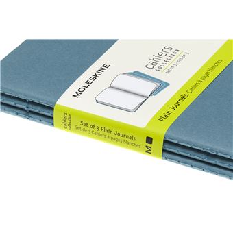 Set de 3 cahiers format de poche à pages blanches Moleskine Bleu