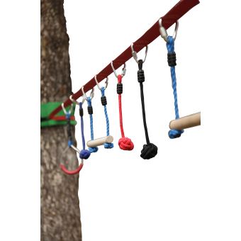 Ninja Line – Kit Parcours Obstacle 32 Pièces – Slackline 11m Avec Anneaux, Barres Et Poings De Singe – Pour Enfants Et Adultes