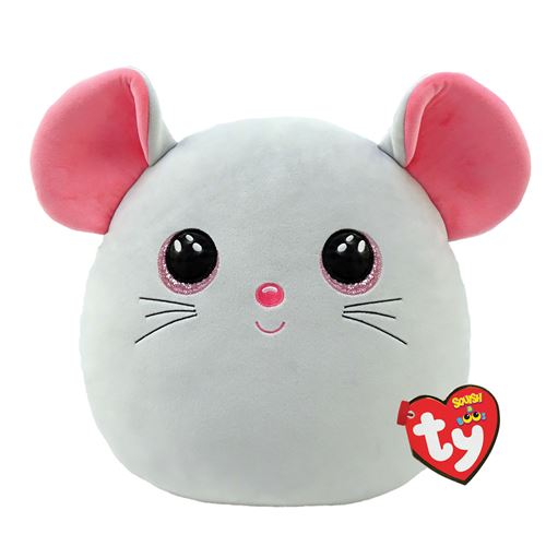 Ty Gris/Rose Peluche Squish A Boos Small Catnip La Souris Et