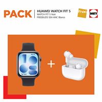 Pack Montre connectée Huawei Watch Fit 5 Bluetooth Noir + Ecouteurs sans fil True Wireless Huawei FreeBuds SE 4 avec réduction de bruit active Blanc