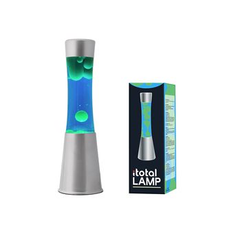 Lampe à poser Itotal Lave Base Argent Liquide Bleu Cire Verte 25 W 30 cm