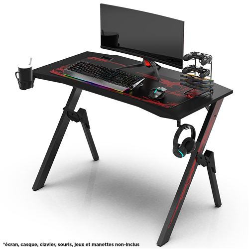 Bureau Gaming Alpha Omega Players Noir Et Rouge Achat Prix Fnac