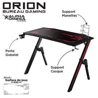 Bureau Gaming Alpha Omega Players Noir Et Rouge Achat Prix Fnac