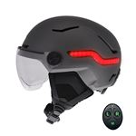 T'nB - Casque LED avec feu de freinage automatique - visière et cache-oreilles amovibles, Taille M - Gris
