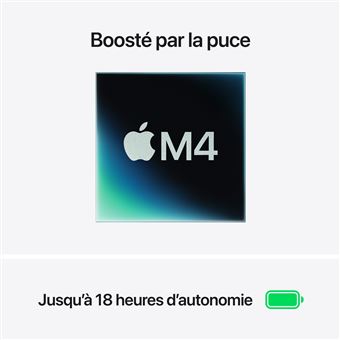 Apple MacBook Air 13'' 256 Go SSD 16 Go RAM Puce M4 CPU 10 cœurs GPU 8 cœurs Argent