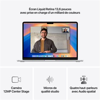 Apple MacBook Air 13'' 256 Go SSD 16 Go RAM Puce M4 CPU 10 cœurs GPU 8 cœurs Argent