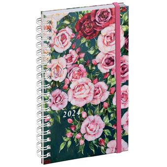 Agenda civil semainier de poche Exacompta Lady 16W Sophie Adde Roses 9 x 16 cm Janvier à Décembre 2024