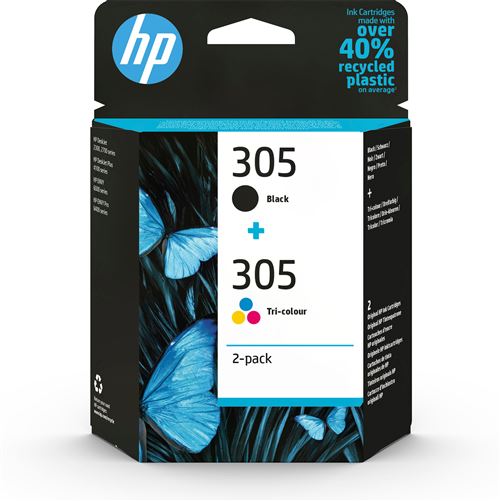 Pack de 2 Cartouches d'encre HP 305 Noir et Trois Couleurs