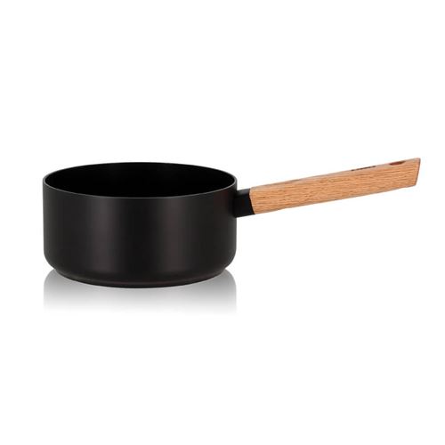 Ogo Ector Aluminium Kookpan met houten steel 18 cm Zwart