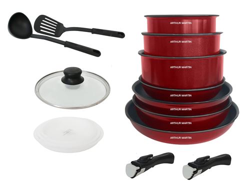 Batterie de cuisine Arthur Martin AM666 Rouge et Noir