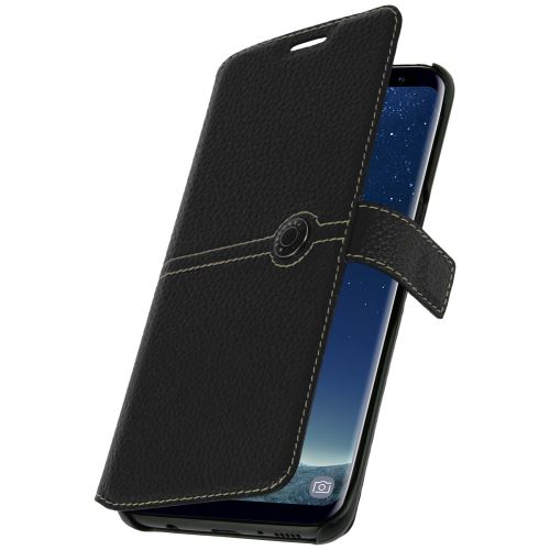 Etui Noir Façonnable pour Samsung Galaxy S8 portefeuille