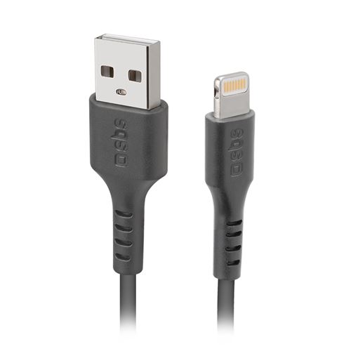 Câble données et recharge SBS USB vers Lightning 1 m Noir