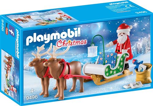 9496-Kerstslee met rendieren / traineau du pere noël