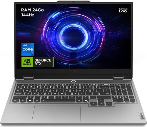 PC portable gaming Lenovo LOQ 15IRX10 15,6" Full HD 144 Hz Intel® Core™ i7 24 Go RAM 1 To SSD Nvidia GeForce RTX 5060 Gris luna - Lenovo