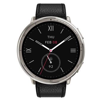 Amazfit Active2 NFC round Black leather+red strap