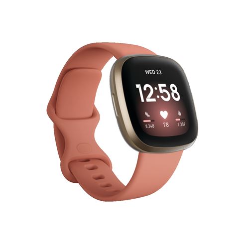 Fitbit Rose Montre Connectée Versa 3 Argile