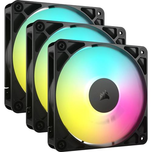 Pack de 3 ventilateurs PC Corsair RS120 ARGB 120 mm noir pour boîtier