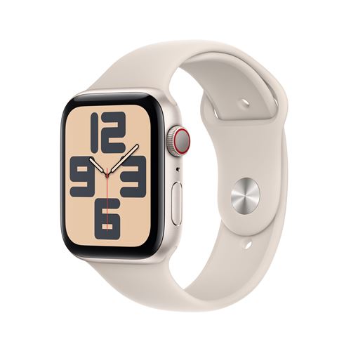 Apple Watch SE GPS + Cellular Boîtier en Aluminium Lumière Stellaire de 44 mm avec Bracelet Sport Lumière Stellaire M/L version 2023