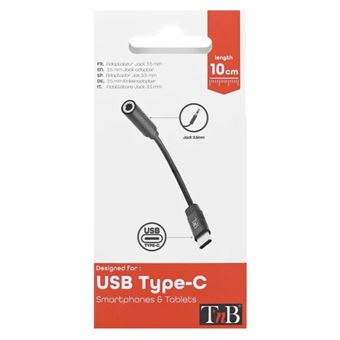 Adaptateur USB Type-C vers Jack 3.5 mm femelle T'n'b Noir