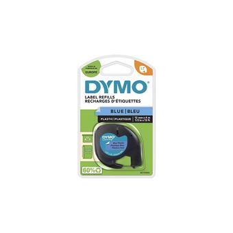 DYMO - Plastique - noir sur bleu - Rouleau (1,2 cm x 4 m) 1 cassette(s) ruban - pour LetraTag