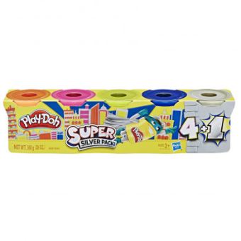 Pack 4 pots + 1 or ou argent Play Doh Pâte à modeler Modèle aléatoire