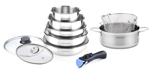 Batterie de cuisine 10 pièces Arthur Martin AM5560 Argent