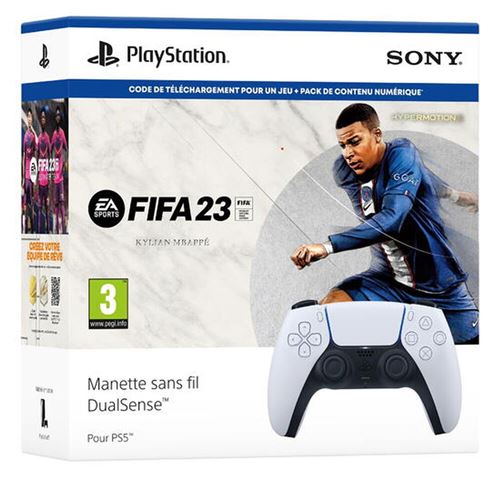 Manette sans fil Sony DualSense blanc + code de téléchargement FIFA 23