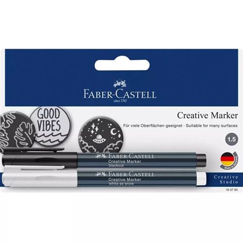 Set 2 Marqueurs Créatifs Faber-Castell Blanc et Noir