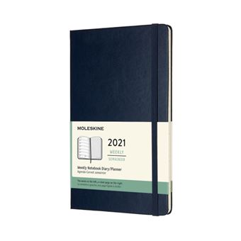 Agenda-carnet 2021 semainier Moleskine Rigide grand format Bleu