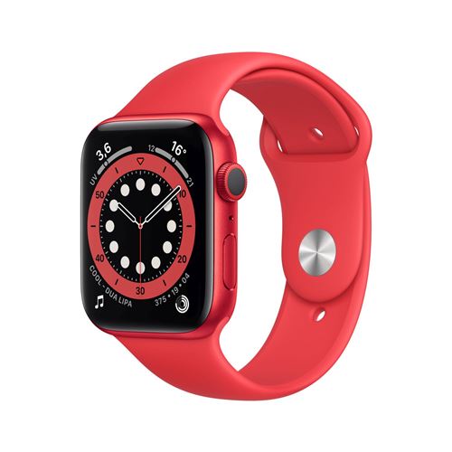 Apple Watch Series 6 GPS, 44 mm kast van rood aluminium met rode sportband