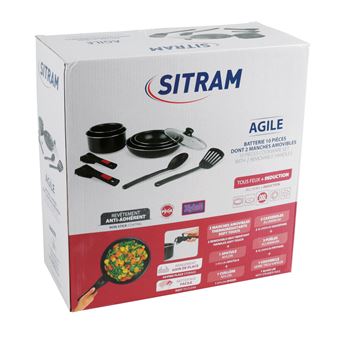 Batterie de cuisine Sitram 10 pièces Noir