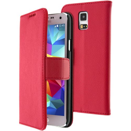 Avizar Étui Galaxy S5 avec coque interne en silicone gel sur mesure - Rouge