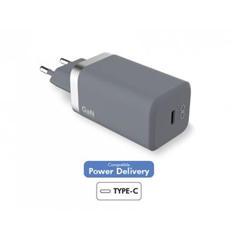 Chargeur maison Force Power 20W compatible Power Delivery Gris Anthracite + Câble renforcé USB