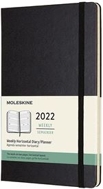 Agenda semainier Moleskine Horizontal Grand format Couverture rigide 2022 Noir