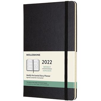 Agenda semainier Moleskine Horizontal Grand format Couverture rigide 2022 Noir