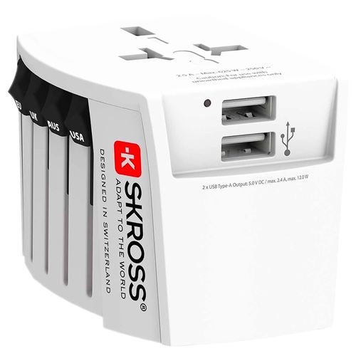 Chargeur secteur Skross Universel 150 pays, ports USB, 2100 mA