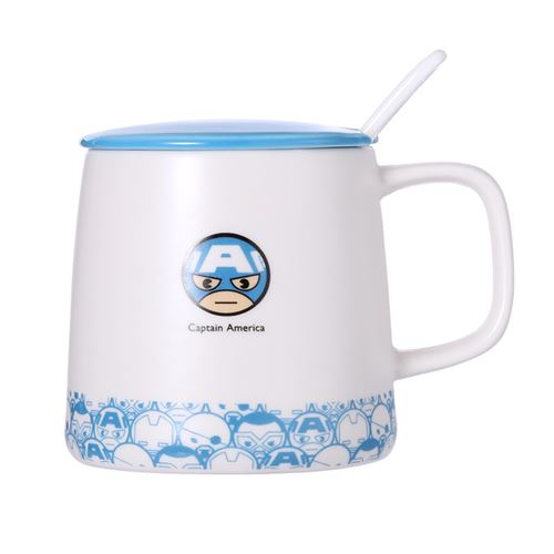 Tasse en céramique Miniso Marvel Captain America Blanc et Bleu